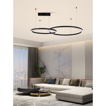 Immax NEO 07216L - Lámpara de araña LED regulable con cadena FINO LED/93W/230V 60/80cm negro Tuya + CR