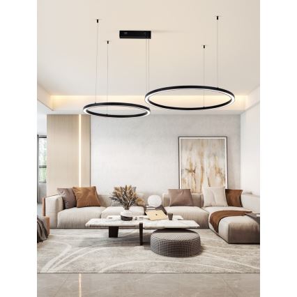 Immax NEO 07216L - Lámpara de araña LED regulable con cadena FINO LED/93W/230V 60/80cm negro Tuya + CR