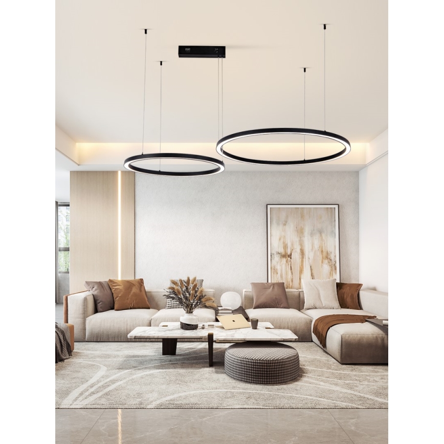 Immax NEO 07216L - Lámpara de araña LED regulable con cadena FINO LED/93W/230V 60/80cm negro Tuya + CR