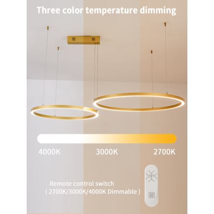 Immax NEO 07218L - Lámpara de araña LED regulable FINO LED/93W/230V 60/80cm dorado Tuya + control remoto