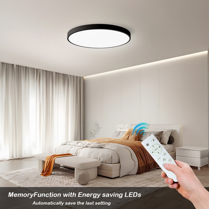 Immax NEO 07250L - Plafón LED regulable NEO LITE SEMPLICI LED/60W/230V 3000-6000K Wi-Fi Tuya negro + control remoto