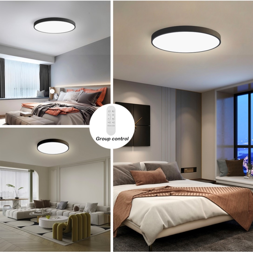 Immax NEO 07250L - Plafón LED regulable NEO LITE SEMPLICI LED/60W/230V 3000-6000K Wi-Fi Tuya negro + control remoto