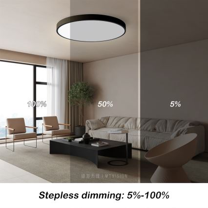 Immax NEO 07250L - Plafón LED regulable NEO LITE SEMPLICI LED/60W/230V 3000-6000K Wi-Fi Tuya negro + control remoto