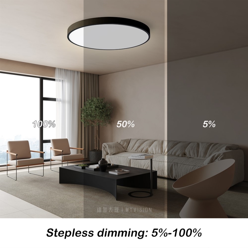 Immax NEO 07250L - Plafón LED regulable NEO LITE SEMPLICI LED/60W/230V 3000-6000K Wi-Fi Tuya negro + control remoto