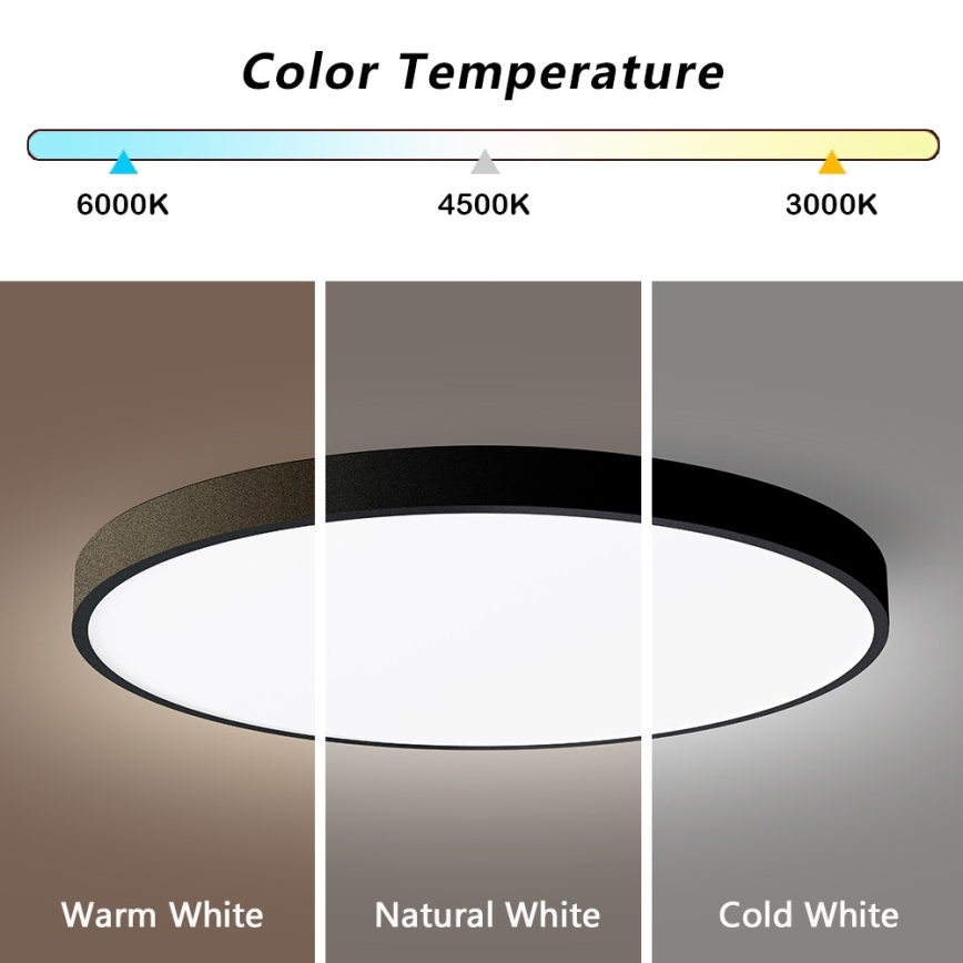 Immax NEO 07250L - Plafón LED regulable NEO LITE SEMPLICI LED/60W/230V 3000-6000K Wi-Fi Tuya negro + control remoto