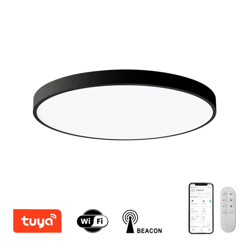 Immax NEO 07250L - Plafón LED regulable NEO LITE SEMPLICI LED/60W/230V 3000-6000K Wi-Fi Tuya negro + control remoto