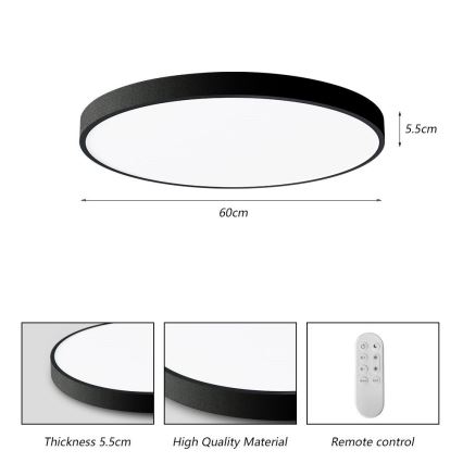 Immax NEO 07250L - Plafón LED regulable NEO LITE SEMPLICI LED/60W/230V 3000-6000K Wi-Fi Tuya negro + control remoto