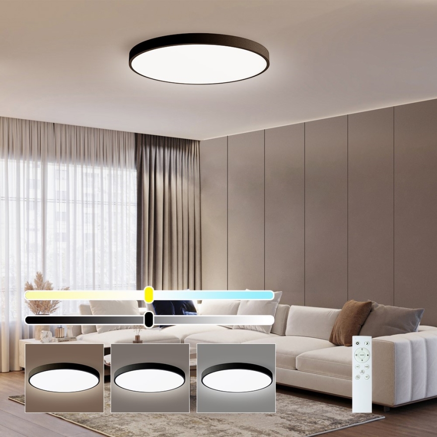 Immax NEO 07250L - Plafón LED regulable NEO LITE SEMPLICI LED/60W/230V 3000-6000K Wi-Fi Tuya negro + control remoto