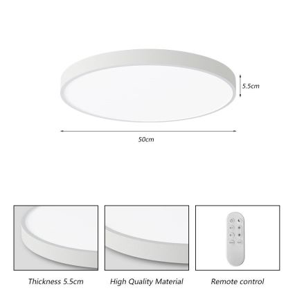 Immax NEO 07252L - Plafón LED regulable NEO LITE SEMPLICI LED/48W/230V 3000-6000K Wi-Fi Tuya blanco + control remoto