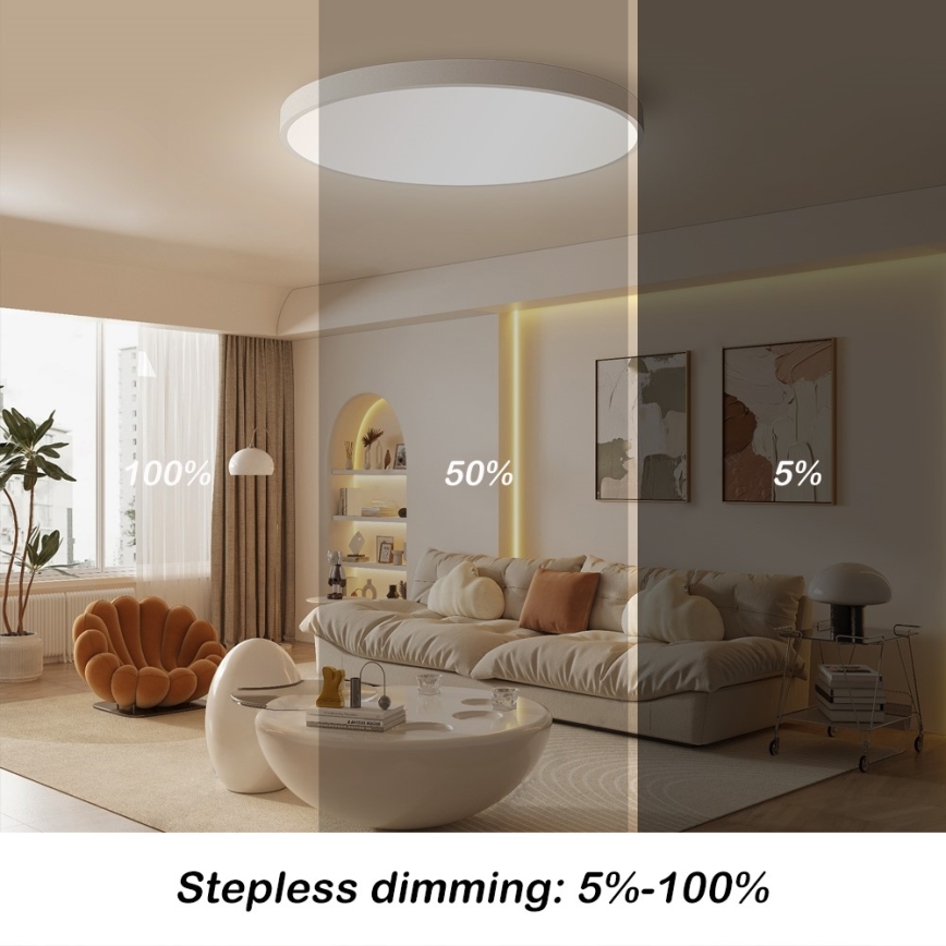 Immax NEO 07253L - Plafón LED regulable NEO LITE SEMPLICI LED/60W/230V 3000-6000K Wi-Fi Tuya blanco + control remoto