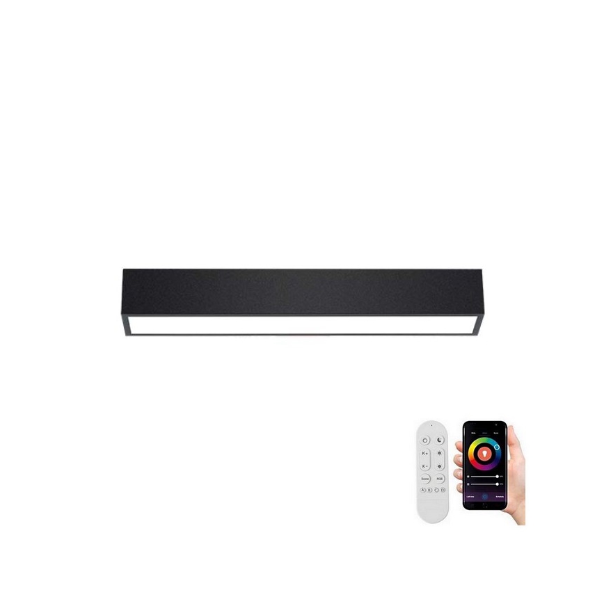 Immax NEO 07254L - Plafón LED regulable NEO LITE LUNGO LED/20W/230V 3000-6000K Wi-Fi Tuya negro + control remoto
