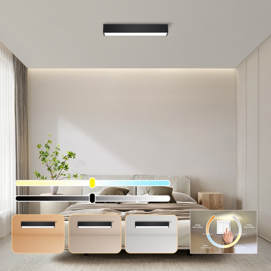 Immax NEO 07254L - Plafón LED regulable NEO LITE LUNGO LED/20W/230V 3000-6000K Wi-Fi Tuya negro + control remoto