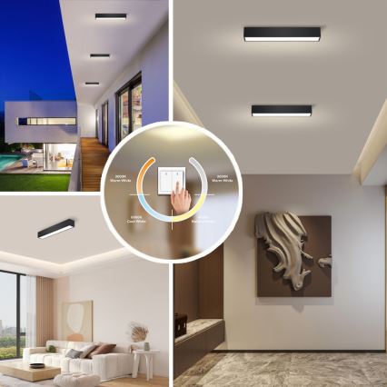Immax NEO 07254L - Plafón LED regulable NEO LITE LUNGO LED/20W/230V 3000-6000K Wi-Fi Tuya negro + control remoto