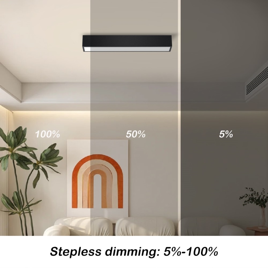 Immax NEO 07254L - Plafón LED regulable NEO LITE LUNGO LED/20W/230V 3000-6000K Wi-Fi Tuya negro + control remoto