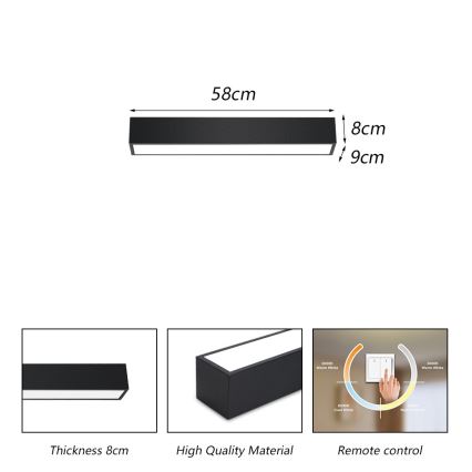 Immax NEO 07254L - Plafón LED regulable NEO LITE LUNGO LED/20W/230V 3000-6000K Wi-Fi Tuya negro + control remoto