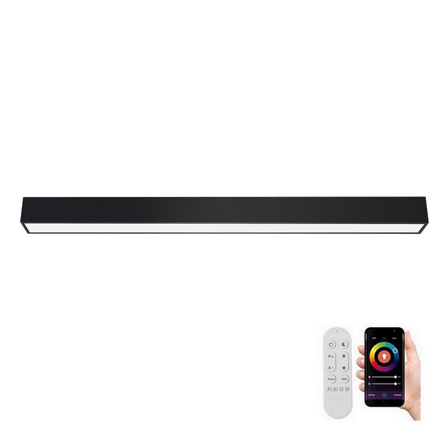 Immax NEO 07256L - Plafón LED regulable NEO LITE LUNGO LED/38W/230V 3000-6000K Wi-Fi Tuya negro + control remoto