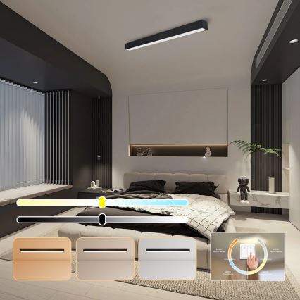 Immax NEO 07256L - Plafón LED regulable NEO LITE LUNGO LED/38W/230V 3000-6000K Wi-Fi Tuya negro + control remoto