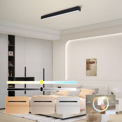Immax NEO 07256L - Plafón LED regulable NEO LITE LUNGO LED/38W/230V 3000-6000K Wi-Fi Tuya negro + control remoto