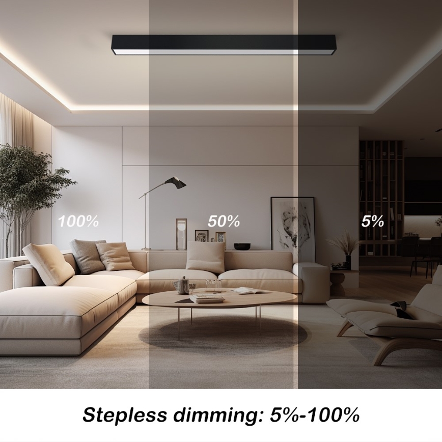 Immax NEO 07256L - Plafón LED regulable NEO LITE LUNGO LED/38W/230V 3000-6000K Wi-Fi Tuya negro + control remoto