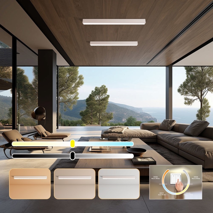 Immax NEO 07259L - Plafón LED regulable NEO LITE LUNGO LED/38W/230V 3000-6000K Wi-Fi Tuya blanco + control remoto