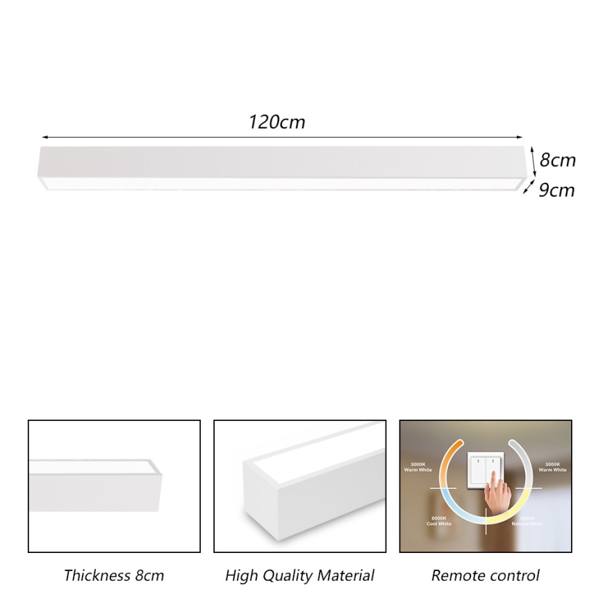 Immax NEO 07259L - Plafón LED regulable NEO LITE LUNGO LED/38W/230V 3000-6000K Wi-Fi Tuya blanco + control remoto
