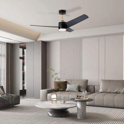 Immax NEO 07280L - Ventilador de techo LED regulable BEAUTY LED/18W/230V Wi-Fi Tuya negro + control remoto