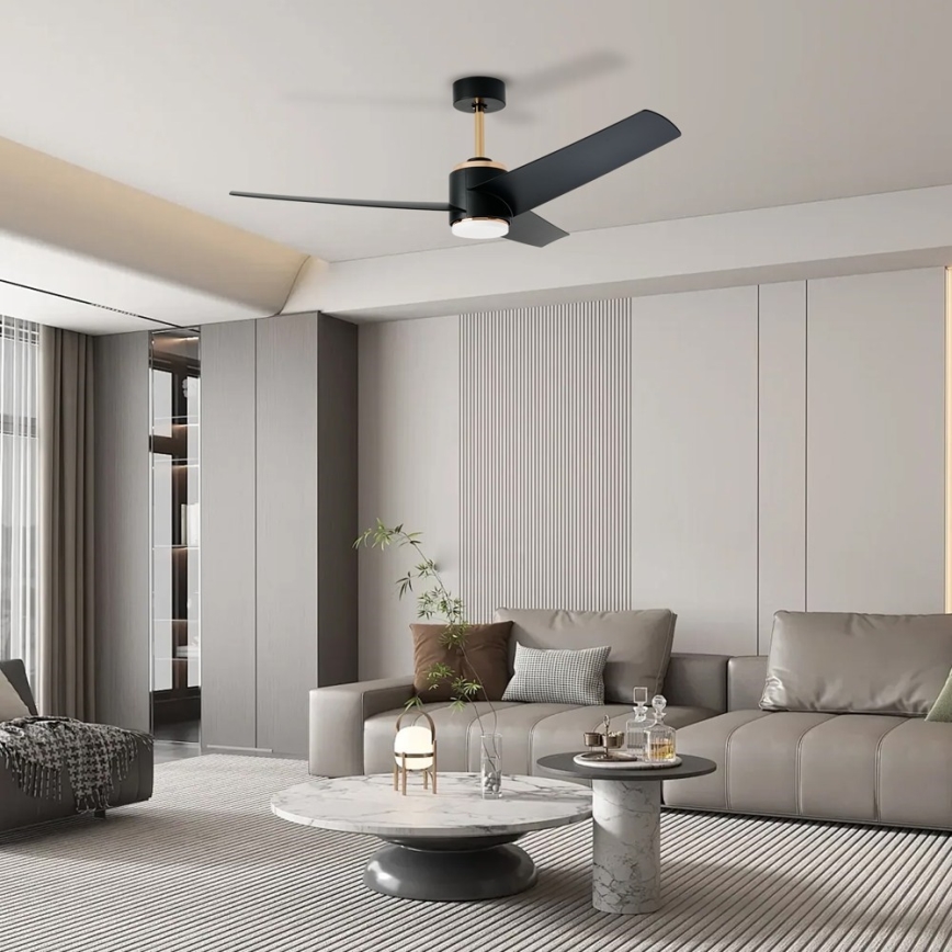 Immax NEO 07280L - Ventilador de techo LED regulable BEAUTY LED/18W/230V Wi-Fi Tuya negro + control remoto