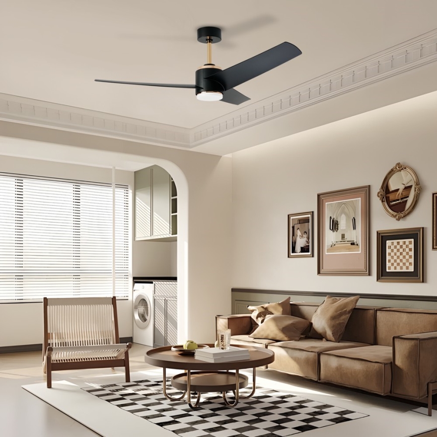 Immax NEO 07280L - Ventilador de techo LED regulable BEAUTY LED/18W/230V Wi-Fi Tuya negro + control remoto