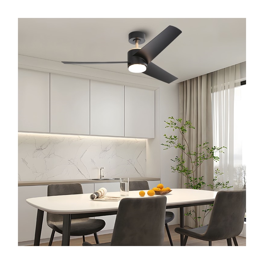 Immax NEO 07280L - Ventilador de techo LED regulable BEAUTY LED/18W/230V Wi-Fi Tuya negro + control remoto