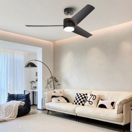 Immax NEO 07280L - Ventilador de techo LED regulable BEAUTY LED/18W/230V Wi-Fi Tuya negro + control remoto