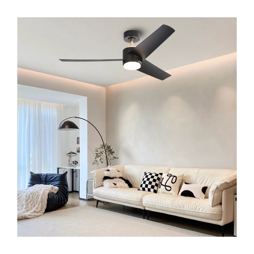 Immax NEO 07280L - Ventilador de techo LED regulable BEAUTY LED/18W/230V Wi-Fi Tuya negro + control remoto