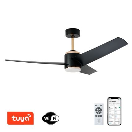 Immax NEO 07280L - Ventilador de techo LED regulable BEAUTY LED/18W/230V Wi-Fi Tuya negro + control remoto