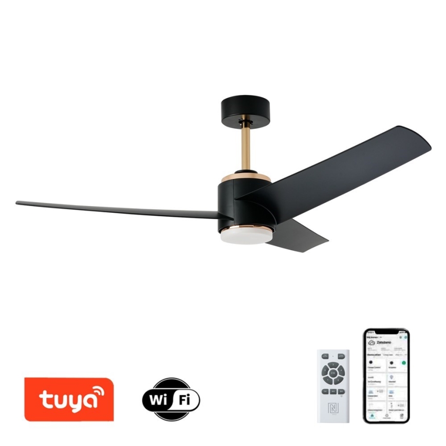 Immax NEO 07280L - Ventilador de techo LED regulable BEAUTY LED/18W/230V Wi-Fi Tuya negro + control remoto
