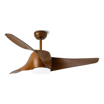 Immax NEO 07286L - Ventilador de techo LED regulable WAVE LED/18W/230V Wi-Fi Tuya marrón + control remoto