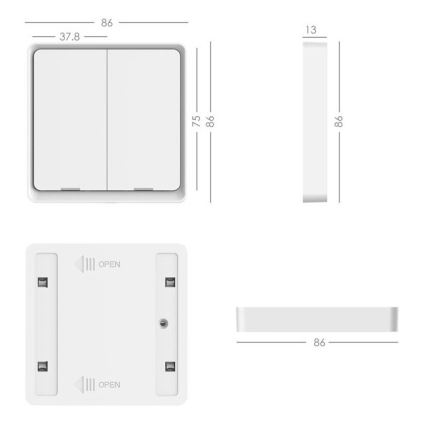 Immax NEO 07507L - Interruptor de 2 botones SMART 1xCR2430 Zigbee 3.0 Tuya