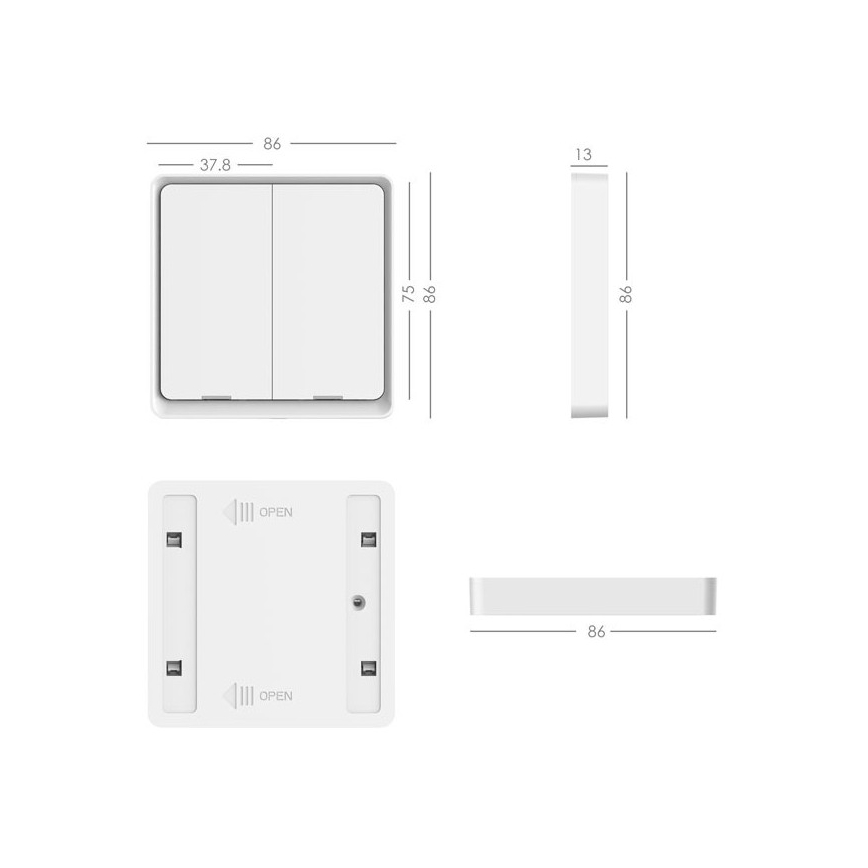 Immax NEO 07507L - Interruptor de 2 botones SMART 1xCR2430 Zigbee 3.0 Tuya