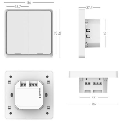 Immax NEO 07513L - Interruptor de 2 botones SMART 230V Wi-Fi Tuya