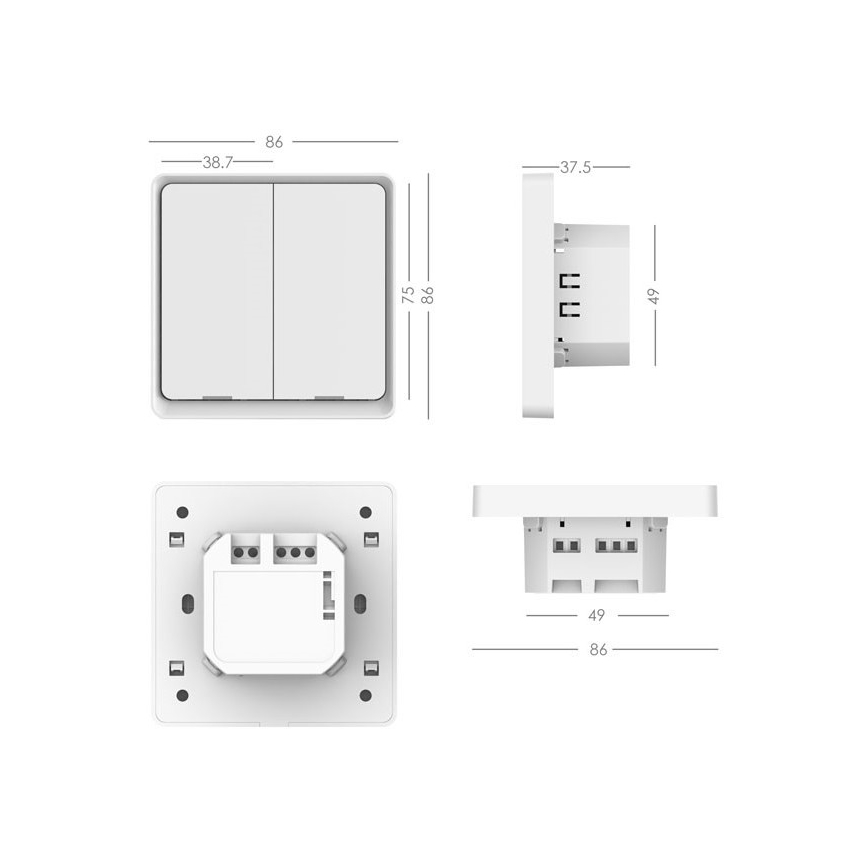 Immax NEO 07513L - Interruptor de 2 botones SMART 230V Wi-Fi Tuya