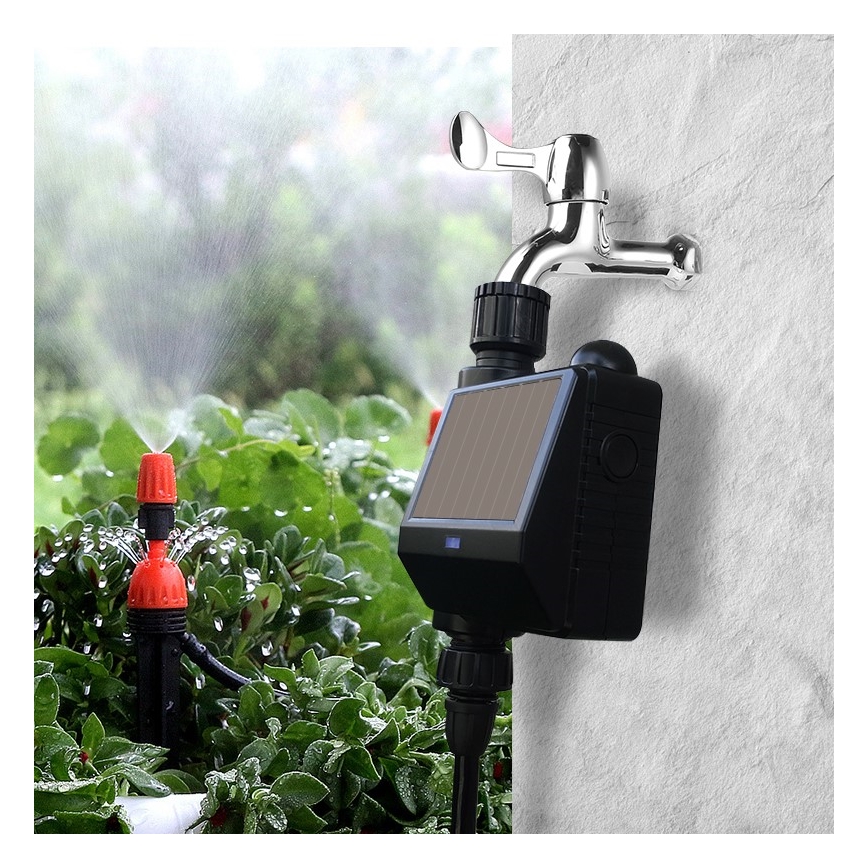 Immax NEO 07524L - Válvula de riego con panel solar 2xAA IP65 Tuya