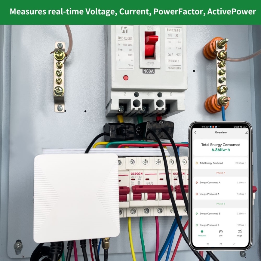 Immax NEO 07581L - Medidor inteligente de consumo eléctrico trifásico Wi-Fi Tuya