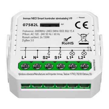 Immax Neo 07582L - Regulador de intensidad inteligente V9 2 botones Tuya