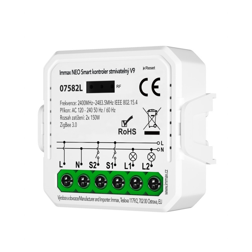 Immax Neo 07582L - Regulador de intensidad inteligente V9 2 botones Tuya