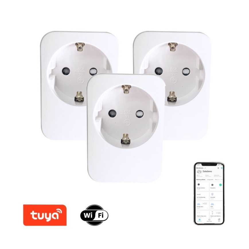 Immax NEO 07761C - JUEGO 3x Enchufe Inteligente NEO LITE 3680W/230V/16A Wi-Fi Tuya