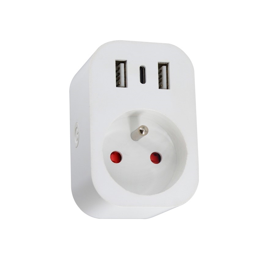 Immax NEO 07772L - Toma inteligente splitter 16A/230V + 2xUSB+1xUSB C Wi-Fi Tuya