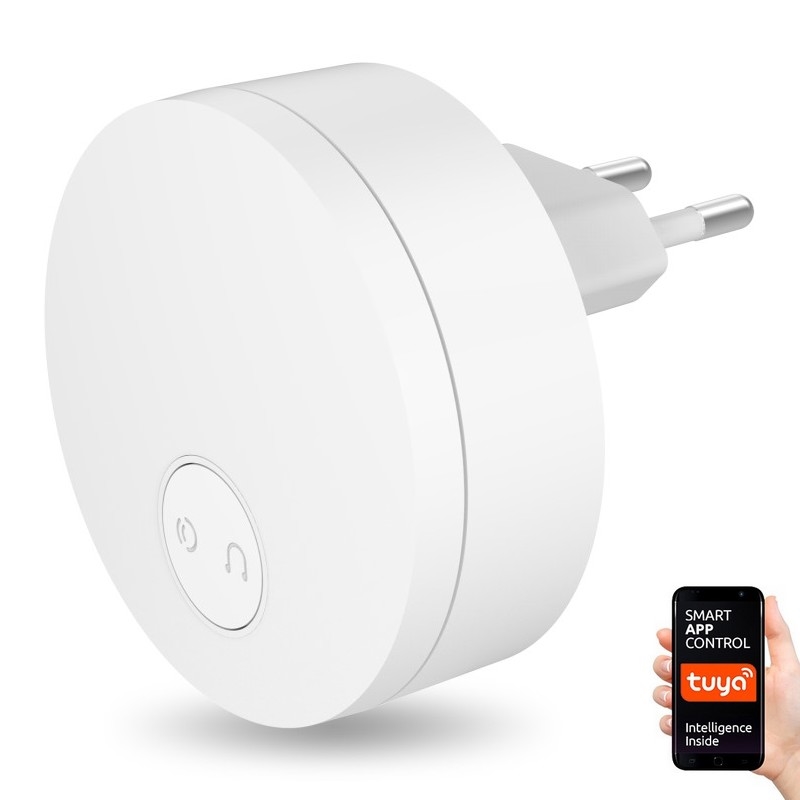 Immax NEO 07779L - Timbre inalámbrico con enchufe integrado - unidad interior 230V Wi-Fi Tuya blanco