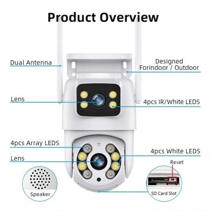 Immax NEO 07783L - Cámara inteligente para exteriores con sensor DOUBLE 355° P/T 2x2MP IP65 Wi-Fi Tuya