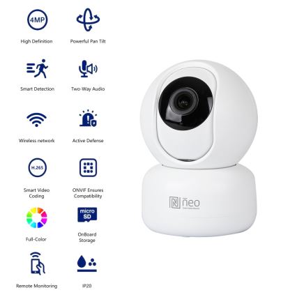 Immax NEO 07795L - Cámara interior inteligente con sensor 4MP 5V Wi-Fi Tuya