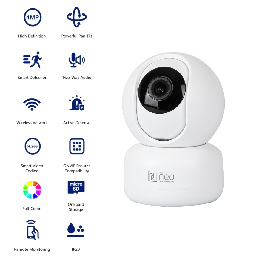 Immax NEO 07795L - Cámara interior inteligente con sensor 4MP 5V Wi-Fi Tuya