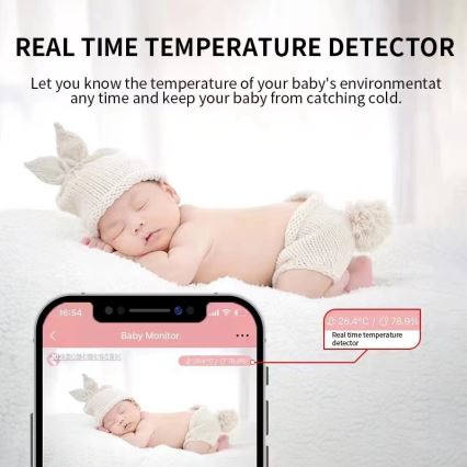 Immax NEO 07798L - Monitor de bebé inteligente y recargable 5V Wi-Fi Tuya rosa
