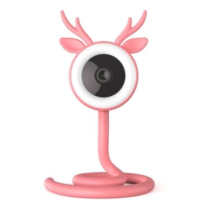 Immax NEO 07798L - Monitor de bebé inteligente y recargable 5V Wi-Fi Tuya rosa